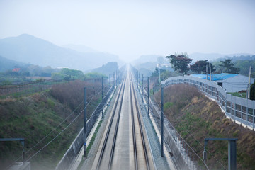 High speed train railway in South Korea.
