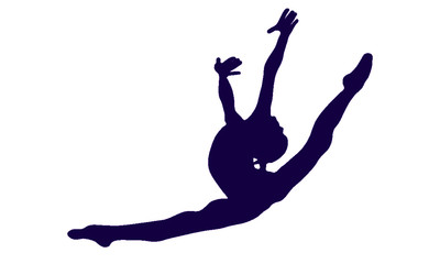 Silhouette of a gymnast who jumps without an object
