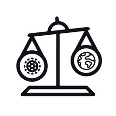 virus, world, scale icon. Vector illustration, flat design.
