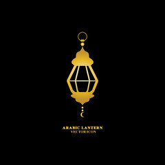 Arabic lantern flat icons set. Ramadan lantern sign for mobile application. Muslim decoration symbol. Eastern traditional culture vector illustration isolated on Black background.