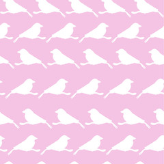 Seamless pattern with black birds on pink background. Vector illustration for fabric, textile, wallpaper, wrapping paper design. 