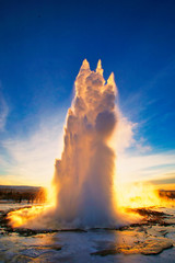 The geyser strokkur in Iceland, Europe  - obrazy, fototapety, plakaty