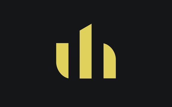 uh or hu and u or h lowercase Letter Initial Logo Design, Vector Template