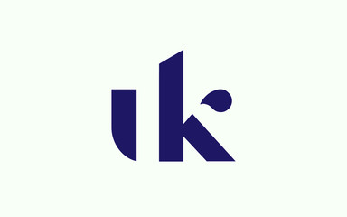 uk or ku and u or k lowercase Letter Initial Logo Design, Vector Template