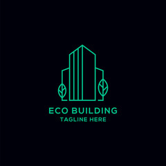 Eco Building Real Estate Logo Icon Design Template.Green, Construction Vector Illustration
