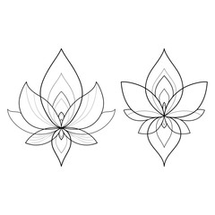 Set of two ethnic Mandala ornaments on white background. Henna tattoo design. Vector illustration