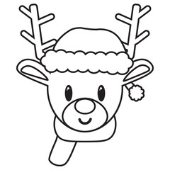 Vector cartoon cute reeindeer isolated