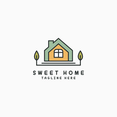 A creative minimalist home with a sweet logo design symbol of a house concept