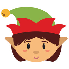 Vector cartoon cute santa's girl helper isolated