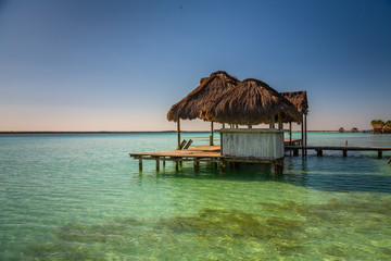 Laguna de Bacalar is also known as the Lagoon of Seven Colors, in Bacalar, Mexico.