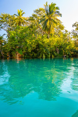 Laguna de Bacalar is also known as the Lagoon of Seven Colors, in Bacalar, Mexico.