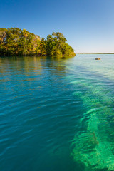 Laguna de Bacalar is also known as the Lagoon of Seven Colors, in Bacalar, Mexico.