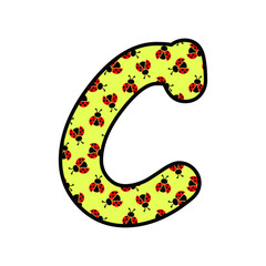 Alphabet letter with ladybug pattern