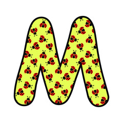 Alphabet letter with ladybug pattern