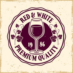Wine shop vector colored round vintage emblem