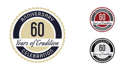Anniversary celebration emblem 60th years (sixty years) of Tradition. 