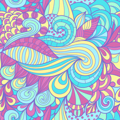 Colorful abstract seamless pattern. 60s hippie psychedelic art