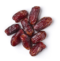Heap of dates isolated on white, from above