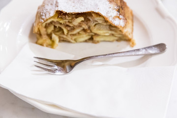 Apple strudel typical of Vienna, Austria