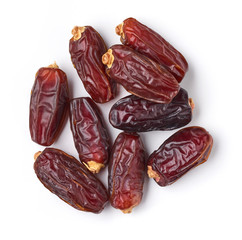 Heap of dates isolated on white, from above