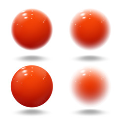 Realistic red ball. Pink blurred glossy spheres