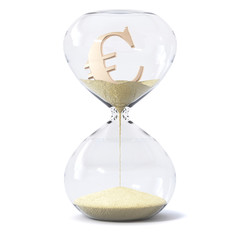 Hour glass or sand watch concept art about economic collapse and money depreciation	
