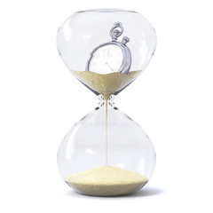Hour glass or sand watch concept art about wasting time