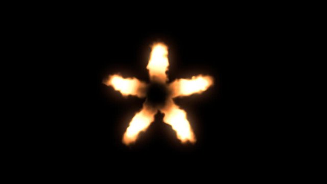 Star-shaped muzzle flash animation over black background. Cinema element muzzle flash overlay in Hd resolution.