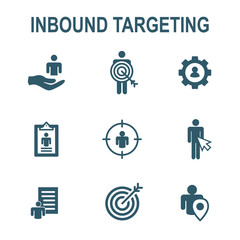 Fototapeta na wymiar Inbound Marketing Icons with targeting imagery to show buyers & customers