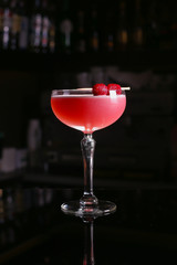 Fresh cocktail drink on dark background