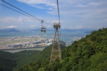 The cable car take passengers to high mountain