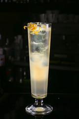 Fresh cocktail drink on dark background
