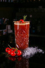 Fresh cocktail drink on dark background