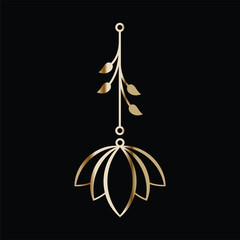 Earring Design. Cutout jewellery with leaves and flower. Template is suitable for creating fashion and charm women jewellery: earrings, necklace, bracelet or interior decor.