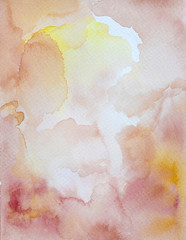 Abstract marble fluid art with yellow and pink paint on paper background