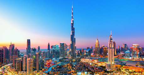 Fototapeta na wymiar Amazing view on Dubai futuristic skyline center, Dubai, United Arab Emirates