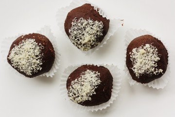 Delicious chocolate cakes on a white plate 