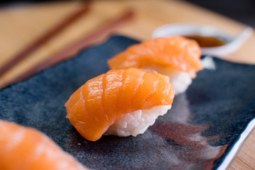 Salmon nigiri traditional japanese culture