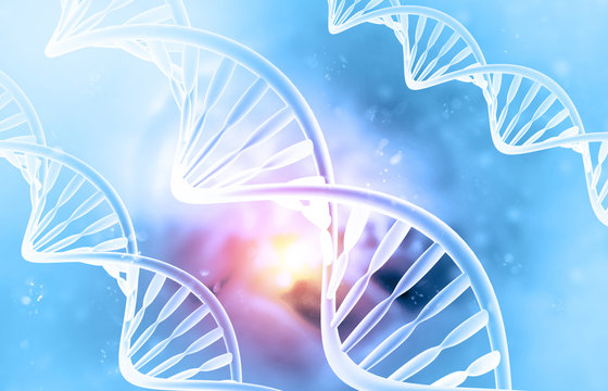 DNA strand on science background. 3d illustration..