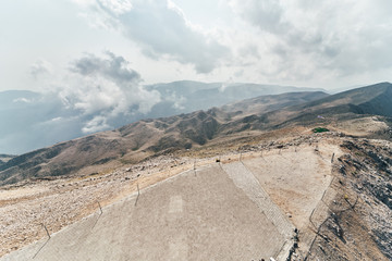 Beautiful view of the cloudy sky from the viewpoint of Tahtali Mountain in the region of Antalya,...