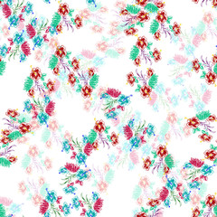 Watercolor seamless flower pattern with color backgound
