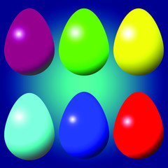 Colorful easter eggs in different colors.