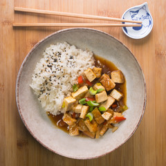 Tofu dish with rice