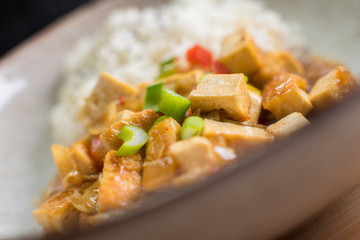 Tofu dish with rice