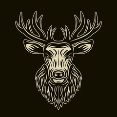 Deer head on dark background vector illustration