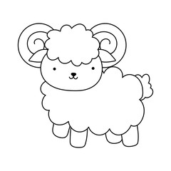 goat cartoon farm animal isolated icon on white background line style