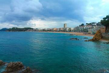 View of the cliffs on the Mediterranean coast in Lloret de Mar. Catalonia. Spain.