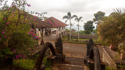 Fototapeta na wymiar The territory of an abandoned hotel Bedugul Taman Rekreasi Hotel & Resort on Bali in Indonesia