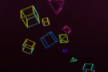 Fototapeta premium Decorative, illustrations, geometric triangle or square, for design texture background. 3D render.