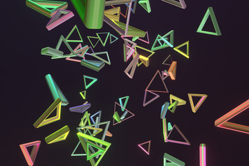 Geometric triangle or square. For graphic design or background. 3D render.